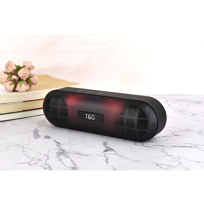 TG светодиодный Bluetooth открытый динамик металлический портативный супер бас беспроводной мини Колонка bluetooth громкий динамик Поддержка FM TFCard - Цвет: Black