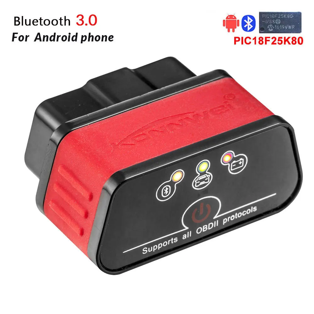 Elm327 V1.5 Obd2 Авто диагностический сканер Konnwei Kw903 Bluetooth 3,0/4,0 Elm 327 V1.5 Бортовая Система диагностики 2 код ридер чип Pic18f25k80