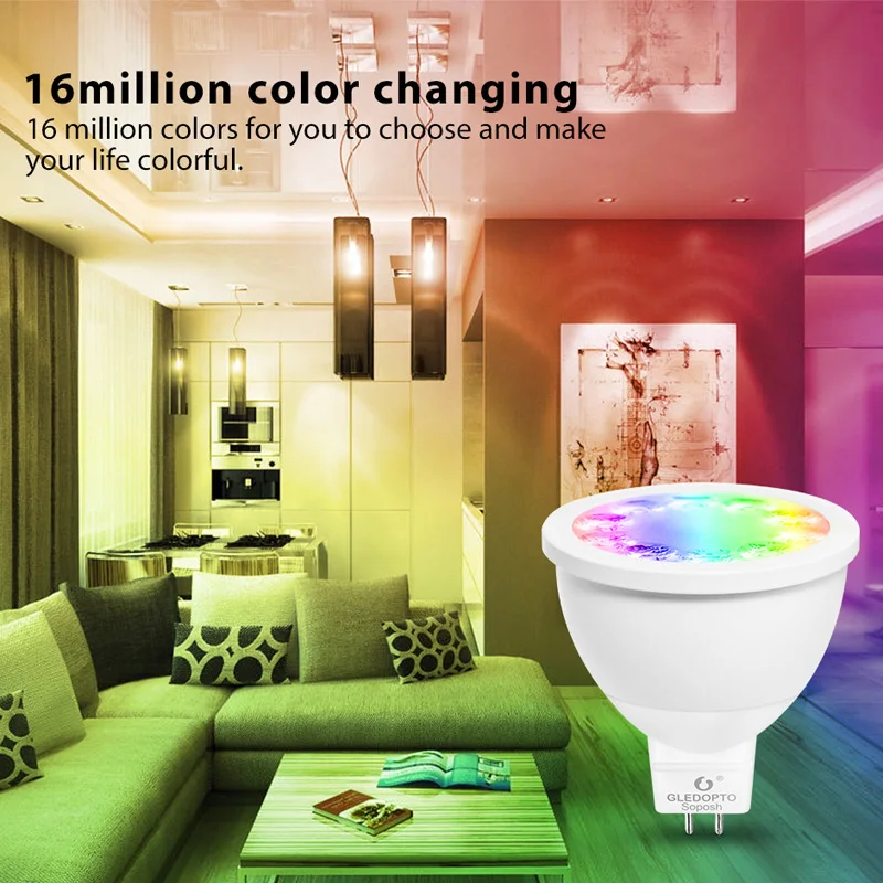 Освещение лампы питания DC12V MR16 прожектор RGB+ CCT 2700-6500K FitFor ZigBee
