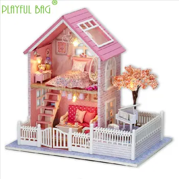 PB Playful bag Adult fun toys zhiqu house diy hut pink hand-assembled model girl girlfriend birthday child gift ZD23 1