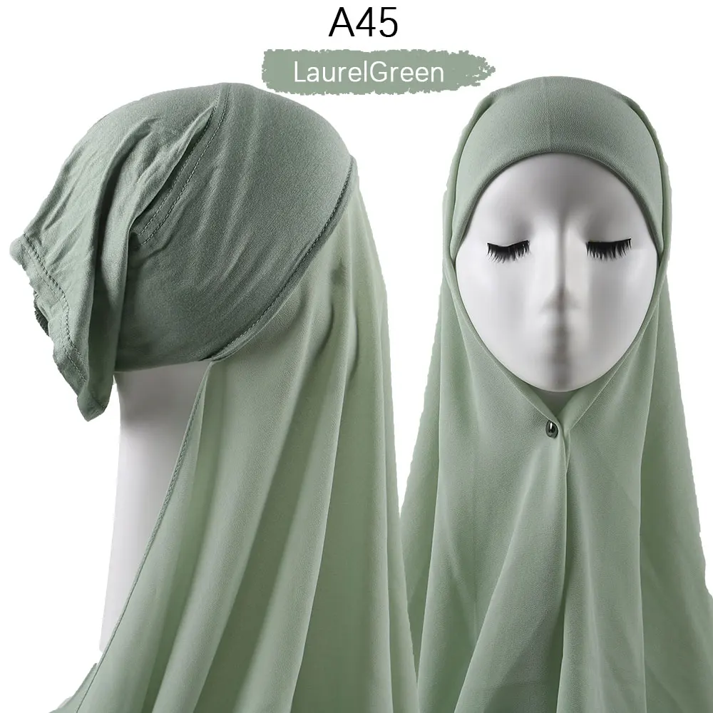 Women Muslim Instant Chiffon Hijab With Cap Underscarf Bonnet HIjabs  Scarf Islam Headscarf Headwrap Turbante
