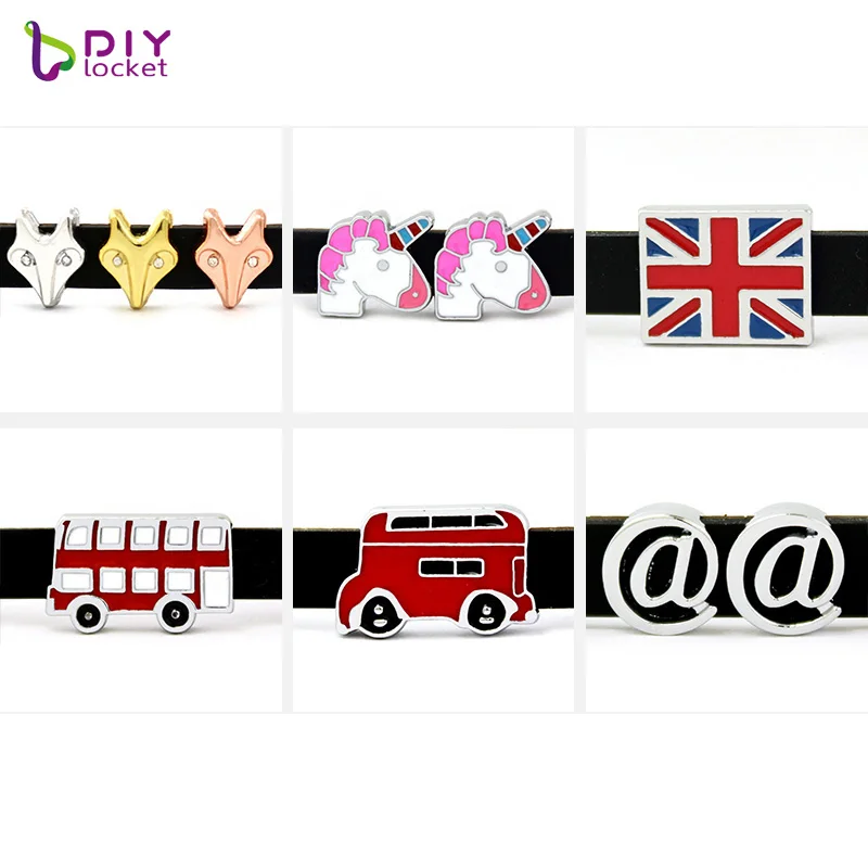 

10pcs/lot Wholesale 8MM Mix Style Slide Charms Fit DIY Wristband Belt & Bracelet LSSC29-303