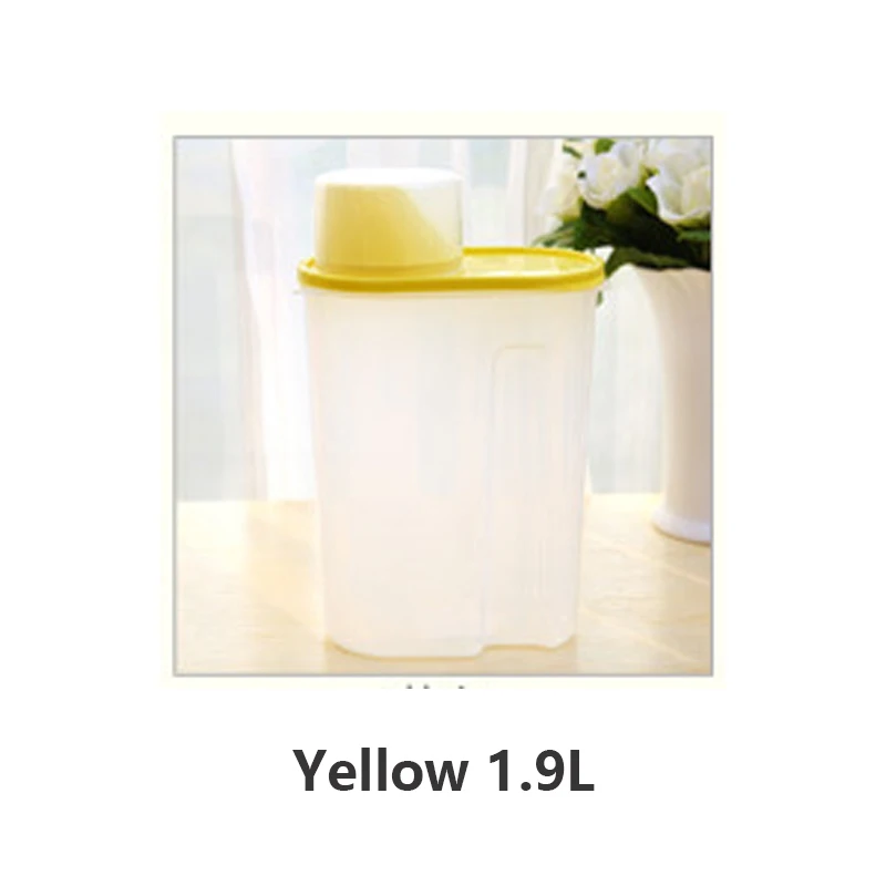 Yellow 1.9L Кухонная пластиковая герметичная банка, 3 цвета, коробка для хранения зерна, банка для хранения чая, многозерновая банка, очень большой резервуар для хранения - Цвет: Yellow 1.9L