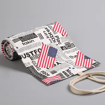 

U.S. flag canvas pen case stationery storage Pouch Makeup Cosmetic Brush Pen Storage Pen Case Holder Storage For Artist Pencil