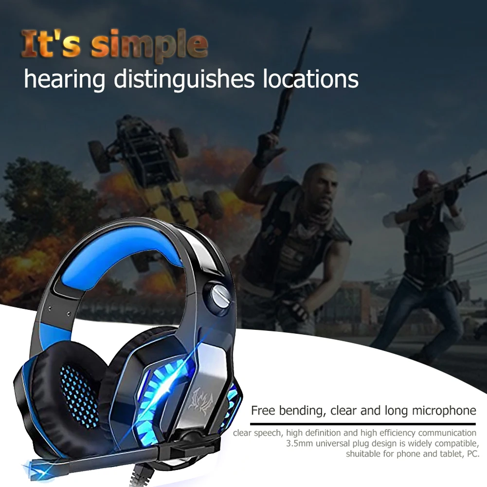 Over ear Gaming Calling Headphones Light Computer 2 LED with Microphone for G200 Gen Outdoor Enjoyable Earphone Ornament