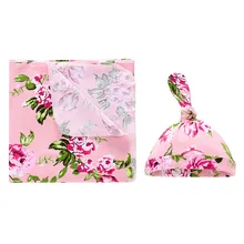 Комплект из 2 предметов, хлопковое детское одеяло для пеленания+ шапка, одеяло для новорожденных, осенний спальный мешок для малышей, банное полотенце, размер 90*90 см