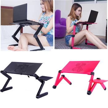 

360 Degree Adjustable Foldable Aluminum Alloy Laptop Desk Stand Holder with Cooling Fan Mouse Pad for Home Office School