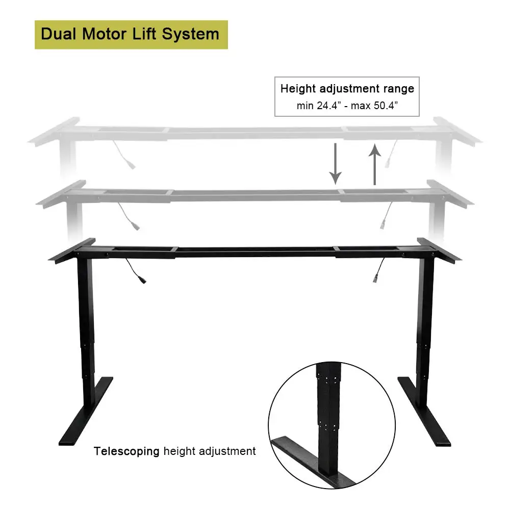  Electric Height Adjustable Standing Desk Frame Dual Motor w/ Memory Control for DIY workstation Ele