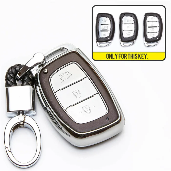 KUKAKEY ТПУ автомобильный брелок для ключей чехол для hyundai Elantra Tucson Sonata Verna Accent New Santa Fe Solaris IX35 IX25 IX20 - Название цвета: Silver with Keyring