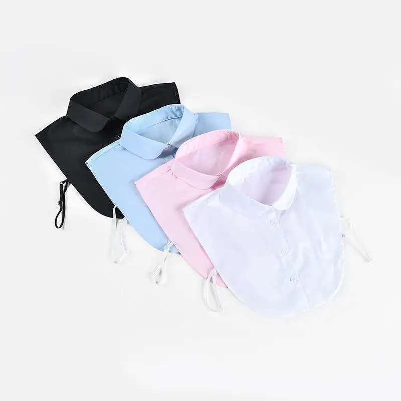Black Women Fake Collar Shirt Blouse Detachable Shirt Fake Collar Solid Color White Fake Collar Blouse Tops Women Clothing Q2192 - Цвет: Pink shirt blouse