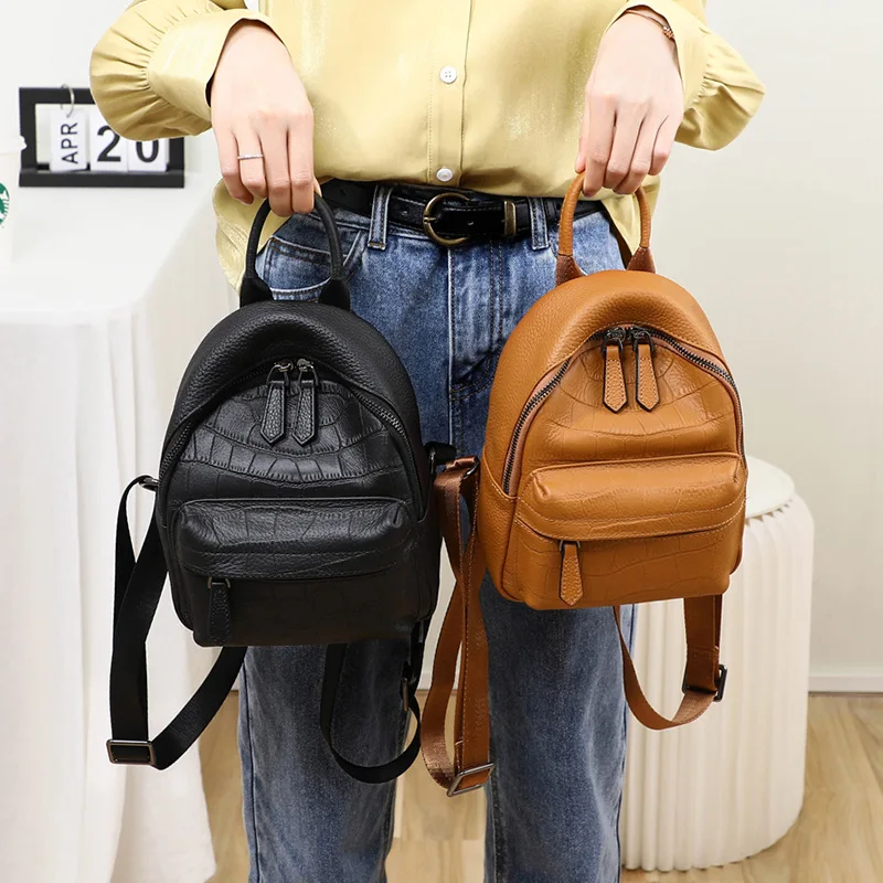 

WOMEN'S Bag Leather Backpack 2019 New Style Versitile Fashion Backpack School Bag Women's Korean-style High Tide