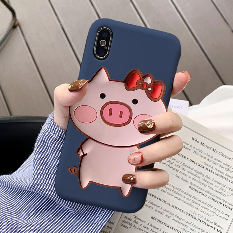 Милый чехол для телефона с рисунком поросенка для Xiaomi mi a1 A2 A3 5X6X8 Lite 9 SE CC9E 9T mi Play mi x 2S Max 3 F1 мягкий чехол из ТПУ с забавным носом - Цвет: BigPig Dark Blue