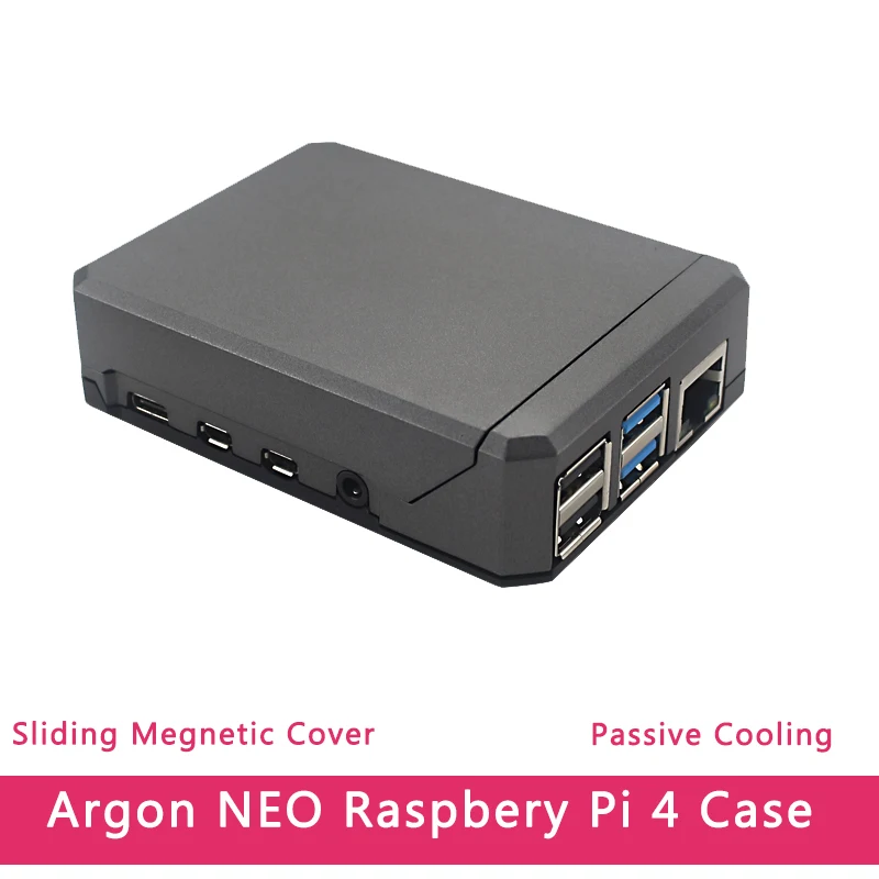 Argon NEO Raspberry Pi 4 Чехол Алюминиевый металлический корпус раздвижная Магнитная крышка пассивное охлаждение силиконовый радиатор для RPi модель 4B