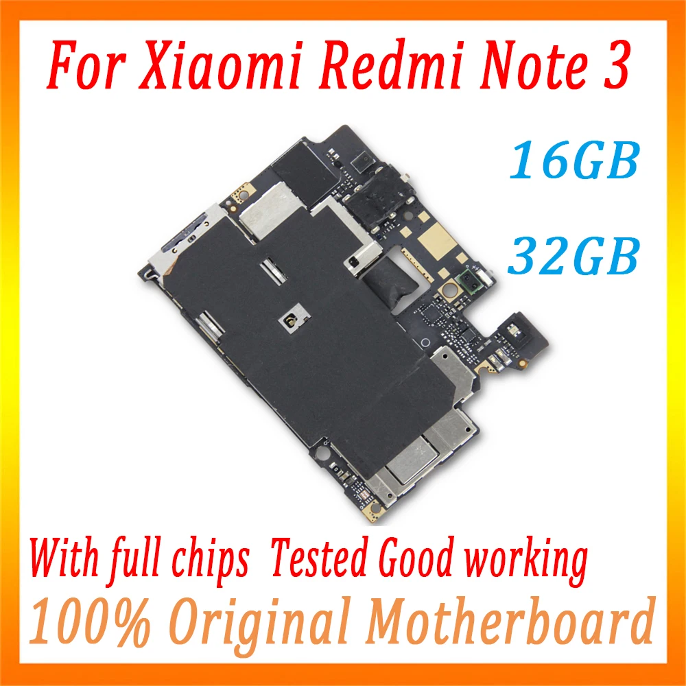 

100% Tested Full Working mainboard For Redmi Note 3 MTK SnapDragon Logic board Original Unlock motherboard, Free shipping