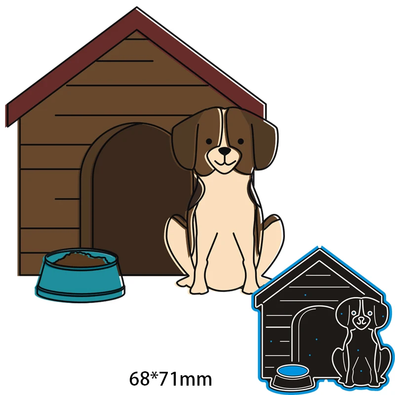 

Cutting Dies Dog and Kennel Metal and Stamps Stencil for DIY Scrapbooking Photo Album Embossing Paper Card 6.8*7.1cm