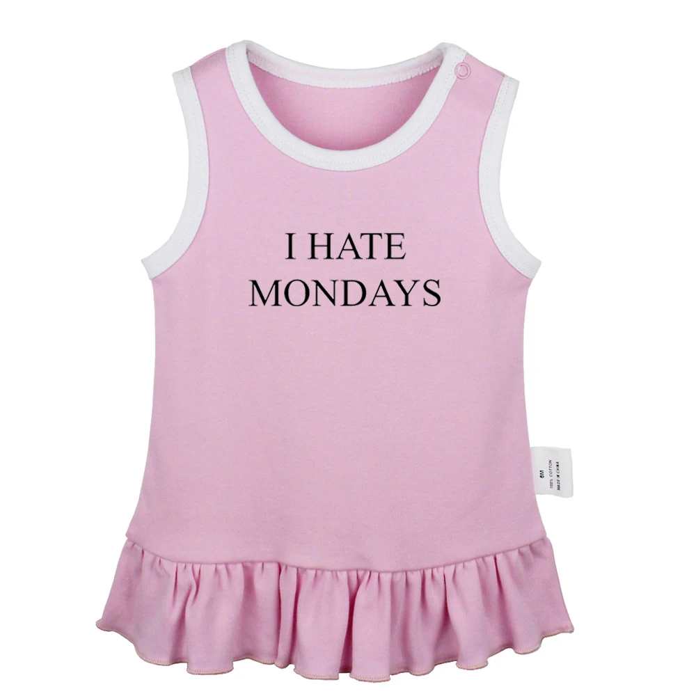 I Hate Winter Mondays Coffee in the Shower Design Newborn Baby Girls Dresses Toddler Sleeveless Dress Infant Cotton Clothes | Мать и