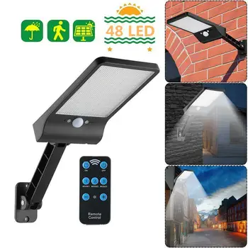 

48LED Solar Motion Sensor Wall Light Outdoor Street Lamp with Remote Control Waterproof Garden Street Lamp Adjustable Brightness