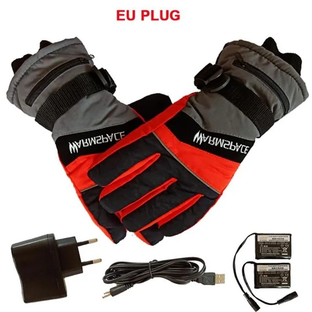 Orange EU plug Warmspace, зимние, USB, перезаряжаемые, электрические, тепловые, с подогревом, перчатки, теплые, для велоспорта, велосипеда, лыжные перчатки - Цвет: Orange EU plug