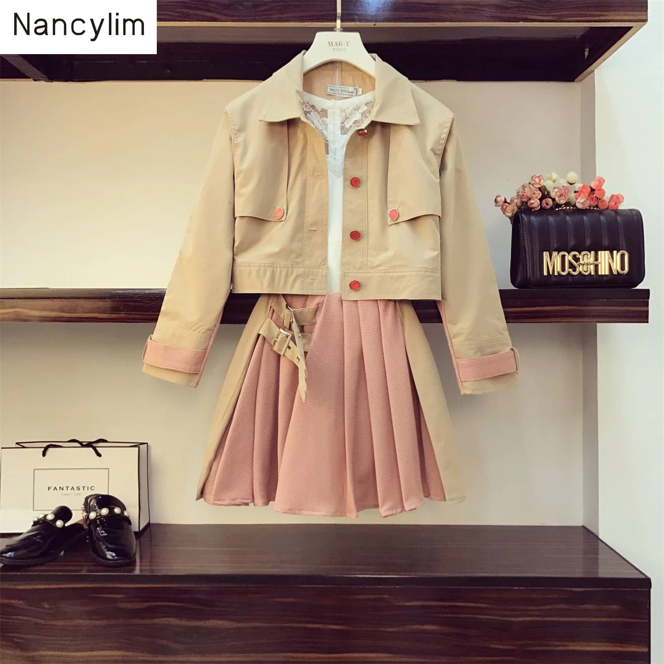 

2piece Sets Women New Loose Short Jacket + Irregular Pleated Skirt Girl Lady's Temperament Skirts Set Femme Streetwear Outfits