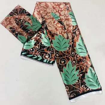 

African Silk Fabric 4 y+2 yards Ribbon Material African Print Satin Silk Fabric 2020 High quality Ankara Silk Wax M909-6
