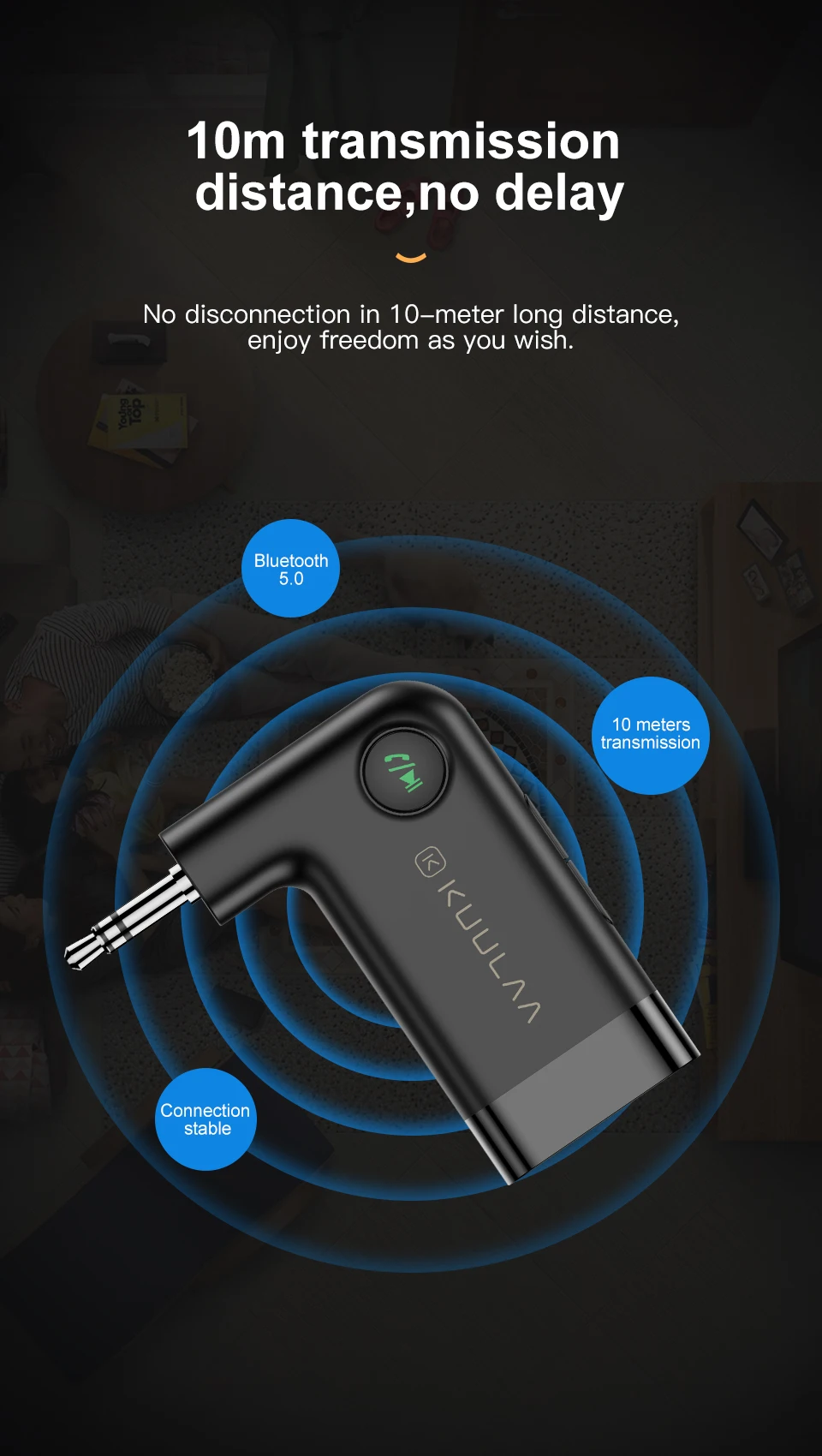 Bluetooth Receiver 5.0 3.5mm AUX Jack Kuulaa