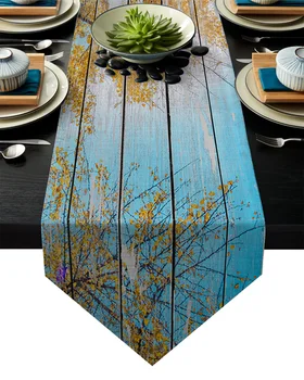 

Wood Tree Sky Autumn Sunshine Table Runner Table Flag Home Party Decorative Tablecloth Table Runners for Wedding