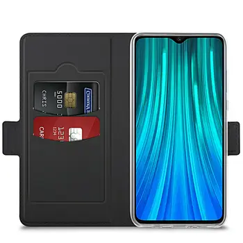 

COVER per Xiaomi Redmi Note 8 Pro CUSTODIA PORTAFOGLIO PELLE Nero Leather Case