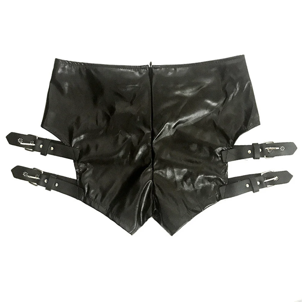 Candy Color PU Patent Leather Hot Women Hollow Out Boxer Glitter Pole Dance Booty Shorts Sexy Panties Low Waist Short Trousers