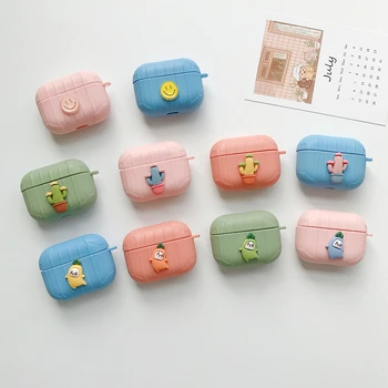 

Silicone Shock Proof Earphone Case for AirPods 3 pro Protector Sleeve 3D stripe Cute Cartoon Cactus Earplug Storage Case Box