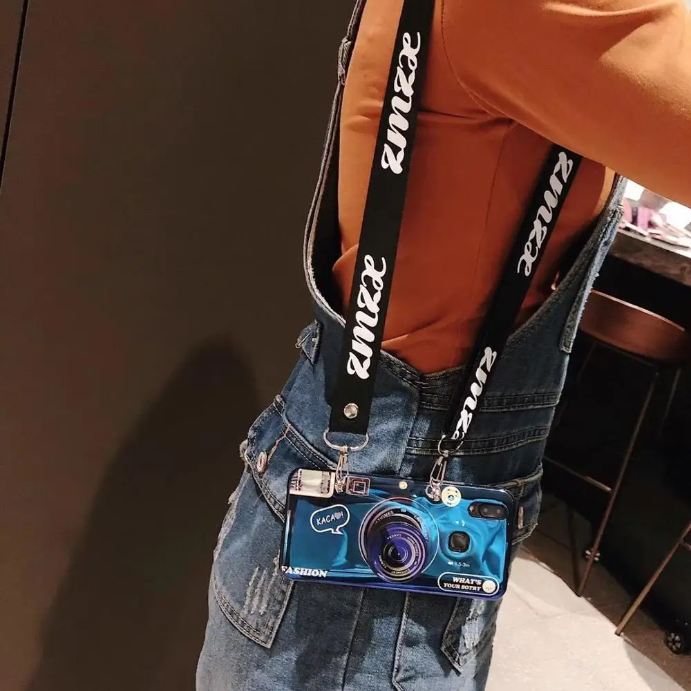 

for Samsung Note10 pro Plus 3D Camera phone case for Samsung S7 edge s8 s9 s10 plus j4 j5 j7 prime soft with Lanyard and Bracket