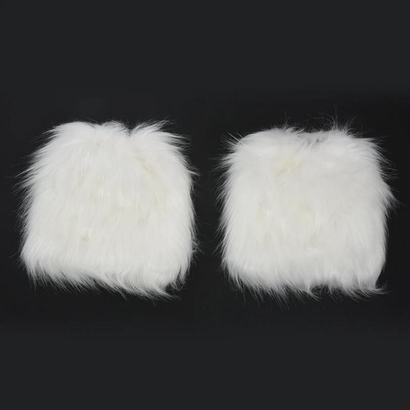 AUAU-White Fluffies Fluffy Furry Leg Warmers Boots Covers Rave Furries