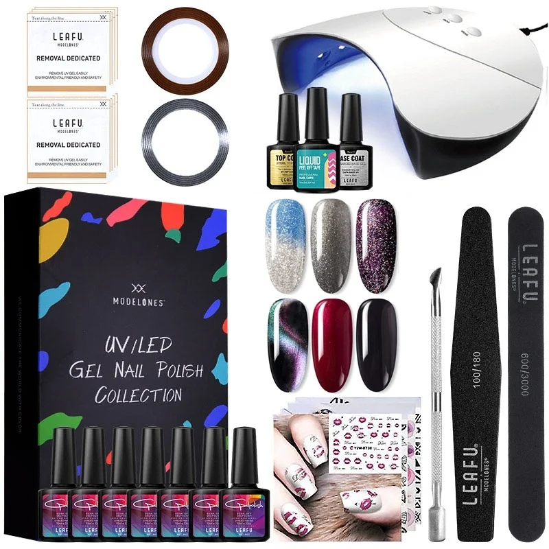 

Modelones 16Pcs/Lot Nail Lamp Tools Gel Polish Set 36W Fast Dryer Led Lamp Soak Off Long Lasting Gel Semi Permanent Varnish Kits
