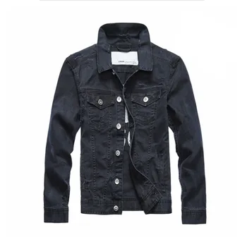 

KIOVNO Men Retro Ripped Jackets Coats Back Embroidery Letter Embroidery Jeans Jackets For Male Size M-3XL Black