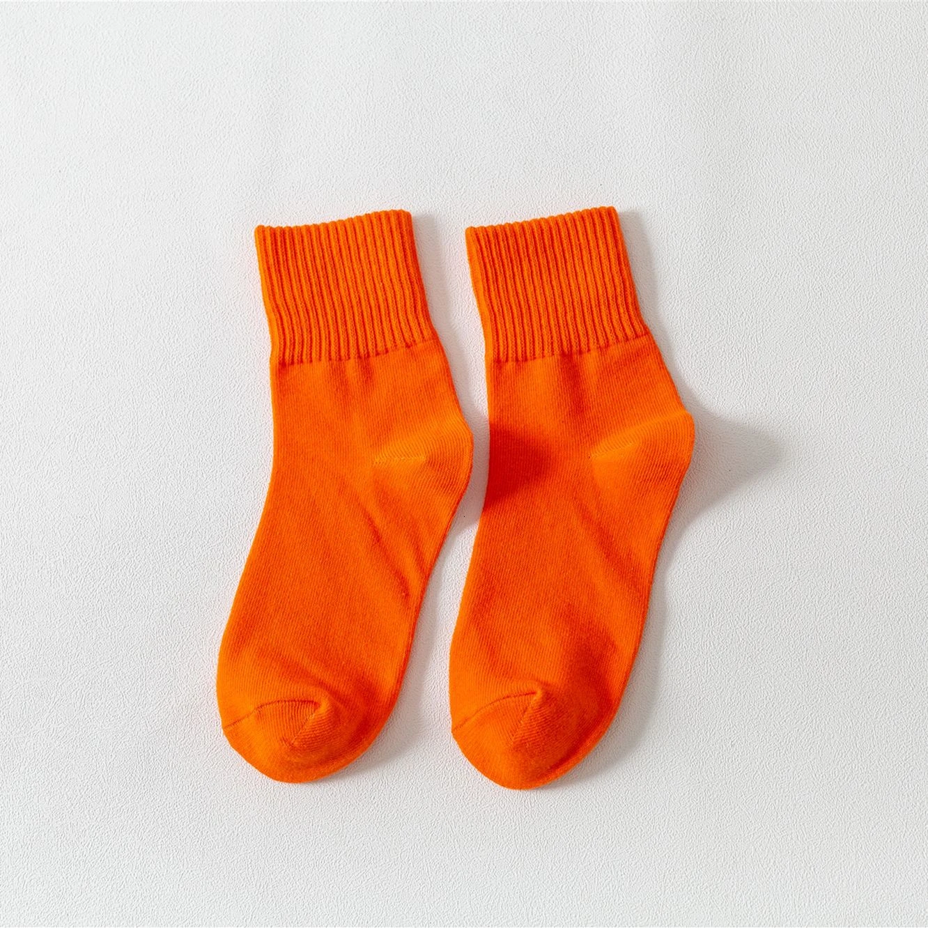 orange CHAOZHU, однотонные женские носки из хлопка, высокое качество, Осень-зима, ребристый Топ, рисовые, повседневные, цветные, мягкие женские носки - Цвет: orange