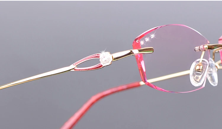 blue light reading glasses Elegant Style Blue Light Filter Glasses Myopia Women Computer Eyeglasses Gradient Red with Rhinestone Frameless Eye Eyewear blue light blockers