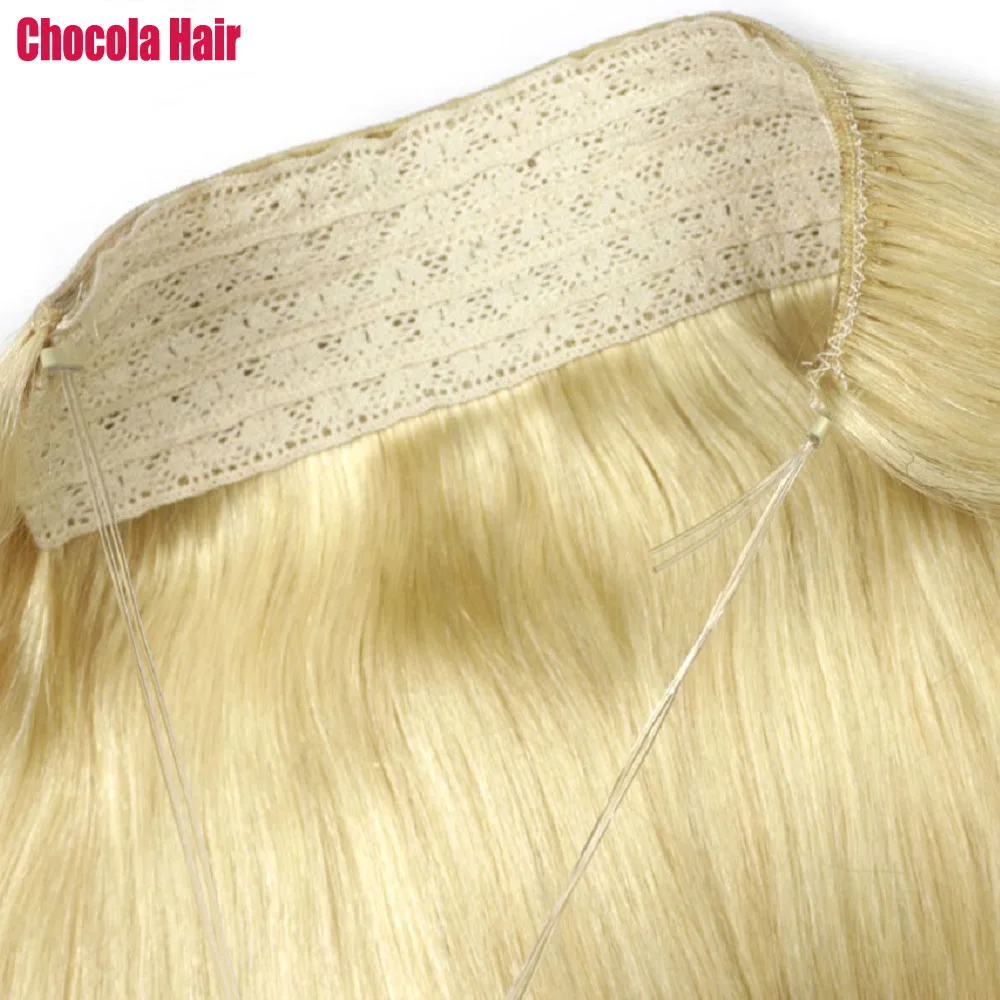 Wire Remy Human Hair Extensions In One Piece Set Brazilian Natural Halo Human Hair Extensions No Clip