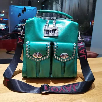 

Fashion personalized rivet women's bag new multi-purpose bag three-dimensional pocket One Shoulder Messenger Bag Handbag