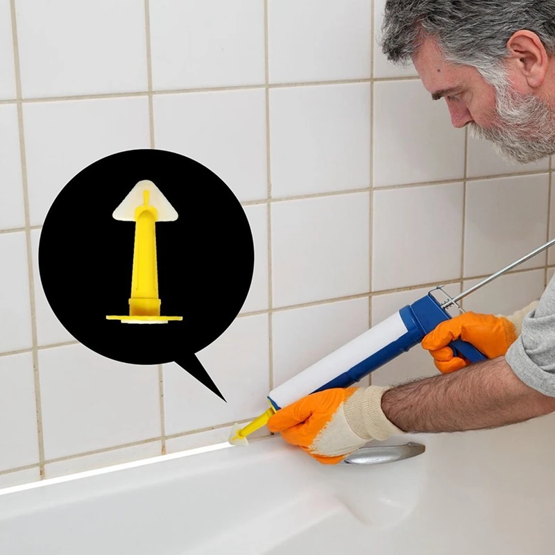 New 3 Pieces Caulking Tool Kit,Yellow Silicone Sealant Finishing And Replace Removal Tool With A Caulk Nozzle