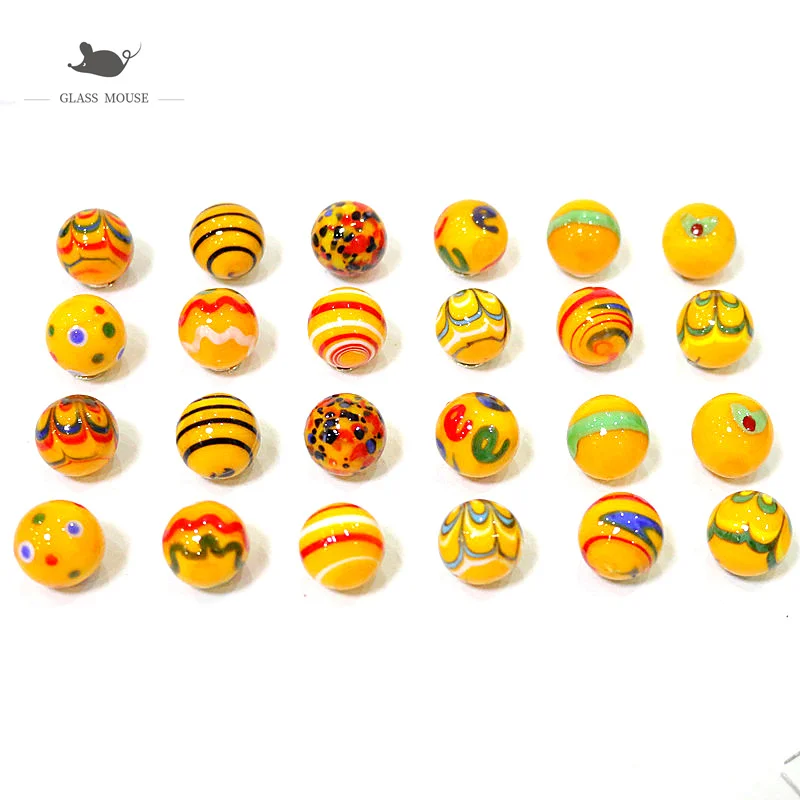 

24Pcs 16MM Custom Orange Tone Rare Murano Glass Marbles Ball Creative Ornament Game Pinball Toy New Year Birthday Gifts For Kids