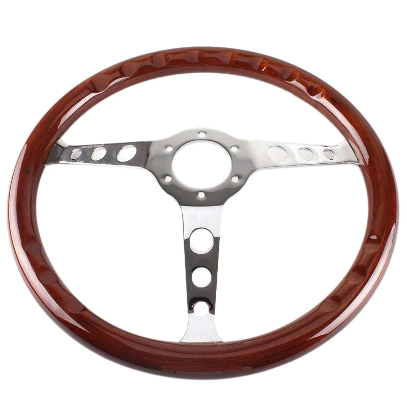 

380mm 15 Inch Grant Classic Nostalgia Style Wood Grain Steering Wheel Classic Wheel Slotted 3 Spoke Steering Wheel Riveted Light