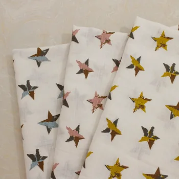 

Spring and summer Korean version of the new cotton pentagonal star geometric printed fabric boys men's shirt dark pattern cotton