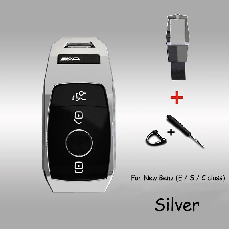 Высококачественный металлический чехол для ключей автомобиля для Mercedes Benz W203 W210 W211 W124 W202 W204 W212 W176 AMG аксессуары брелок - Название цвета: Silver A