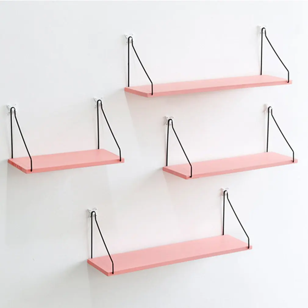 

Nordic Style Geometric Shape Wooden Wall Shelf Wall Mounted Storage Rack Metal Wall Shelf Wall Shelf Room Decoration Organizer