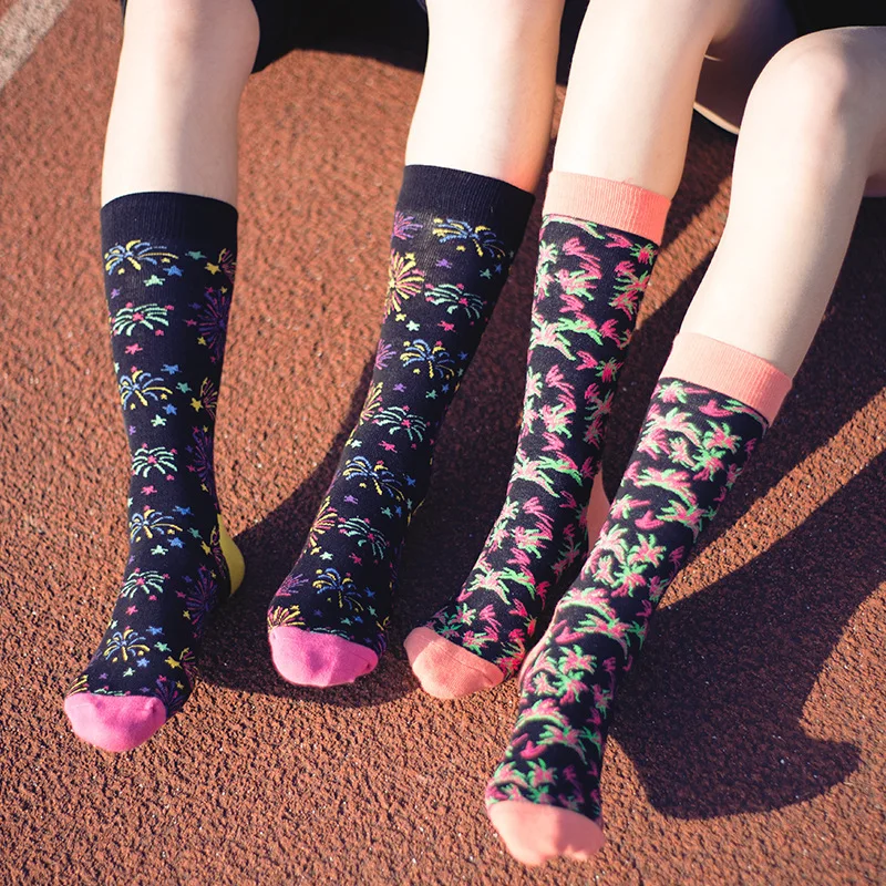 Cotton Streetwear Funny Sock Woman Harajuku Socks Tropical Fruit Socks Avocado Banana Sock Girl Cute Print Long Soks 5 Pairs/set