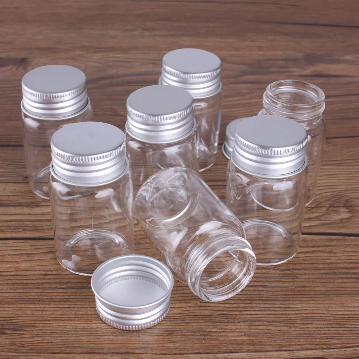 3pcs 40ml 37*60mm Glass Bottles with Aluminum Lids Spice Jars Storage Bottles Pill Container Potion Bottles For Wedding Favors 3
