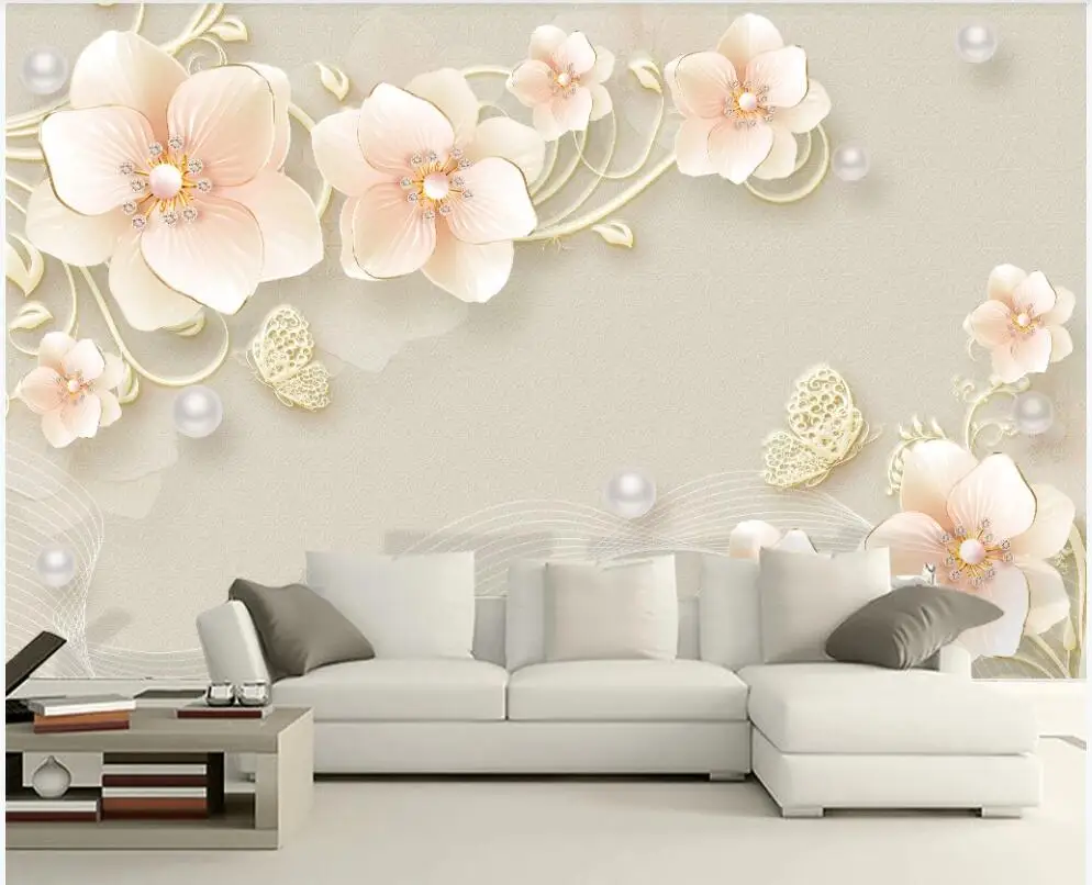 

Custom photo mural 3d wallpaper European style embossed jewelry flower home decor living room wallpaper for walls 3 d in rolls