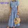 Women Summer Autumn Denim Long Dresses Retro Button Pockets Jeans Maxi Dress Ladies Casual Vestidos ► Photo 3/4