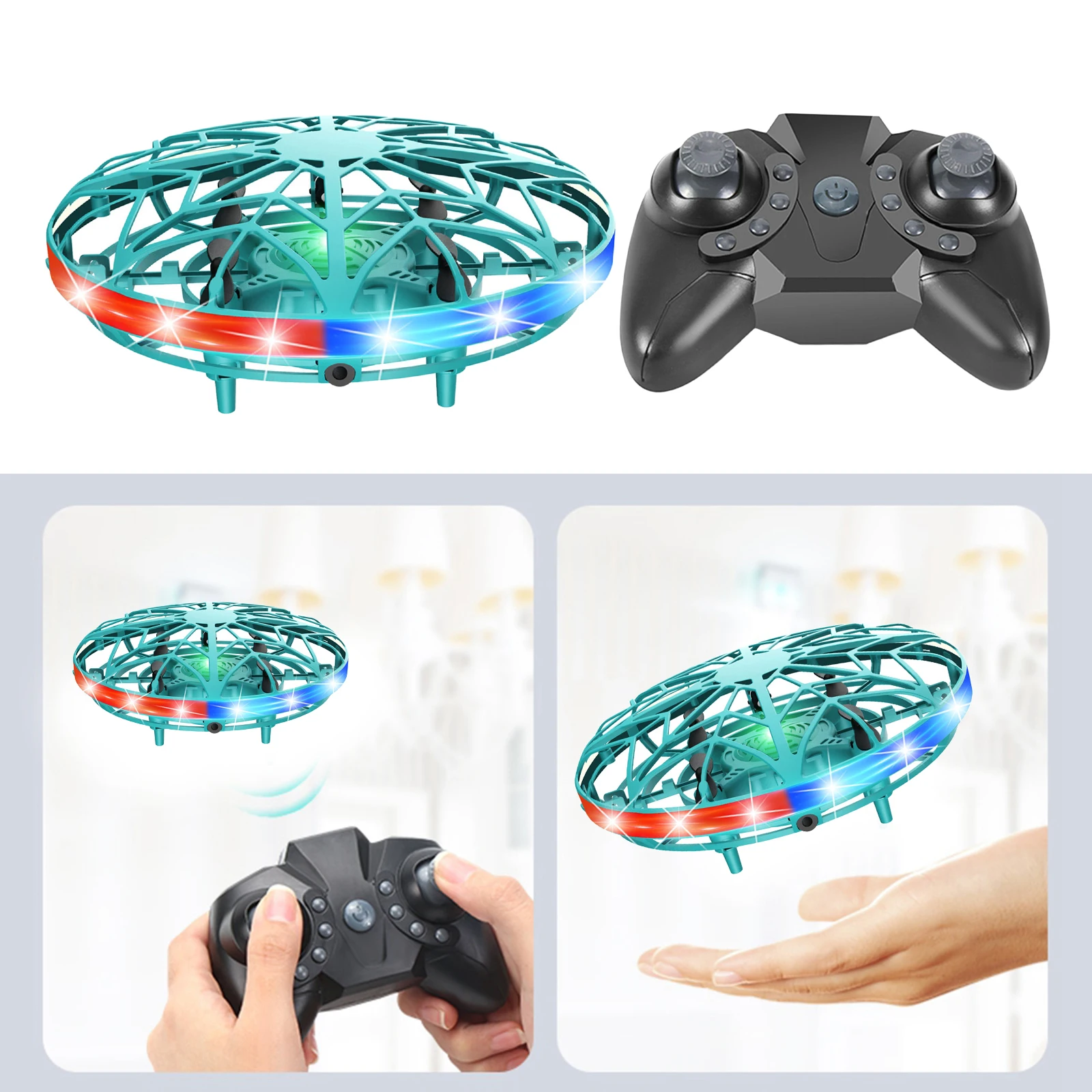 Mini Helicopter RC UFO Drone Aircraft Hand Operated RC Quadcopter Electric Induction Toys for Children Kids Girls Boys Gift