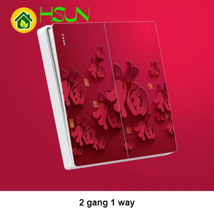 2gang 1way Тип 86 арт переключатель гнездо 1 2 3 4 банда 1 2 способ 3D Китайский благословение красный Ividuality креативная декоративная панель ТВ компьютерная розетка - Цвет: 2gang 1way