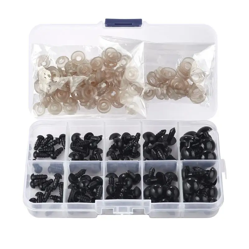 100Pcs 6-12mm DIY Doll Eyes Black Plastic Crafts Safety Eyes for Teddy Bear Soft Toy Animal Doll Amigurumi DIY Accessories